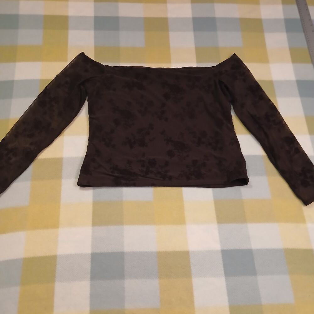 Abercrombie & Fitch off the shoulder bra free lace top in brown Size Xl